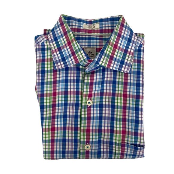 Peter Millar Men's Multi-Check Button Down Shirt size Medium - Picture 5 of 8
